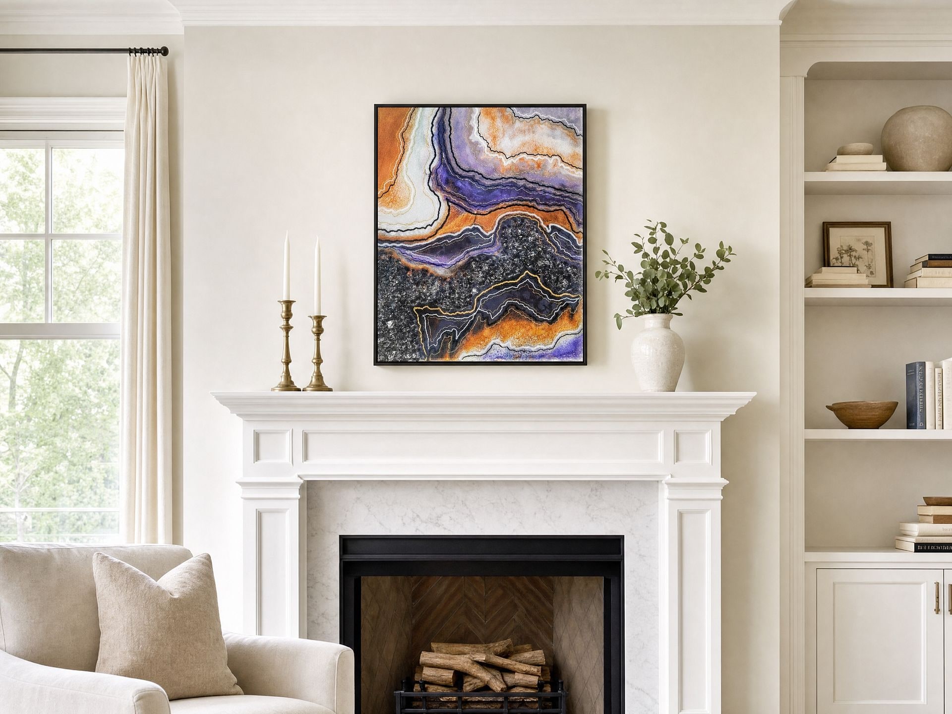 Divine Layers, Purple handmade geode art