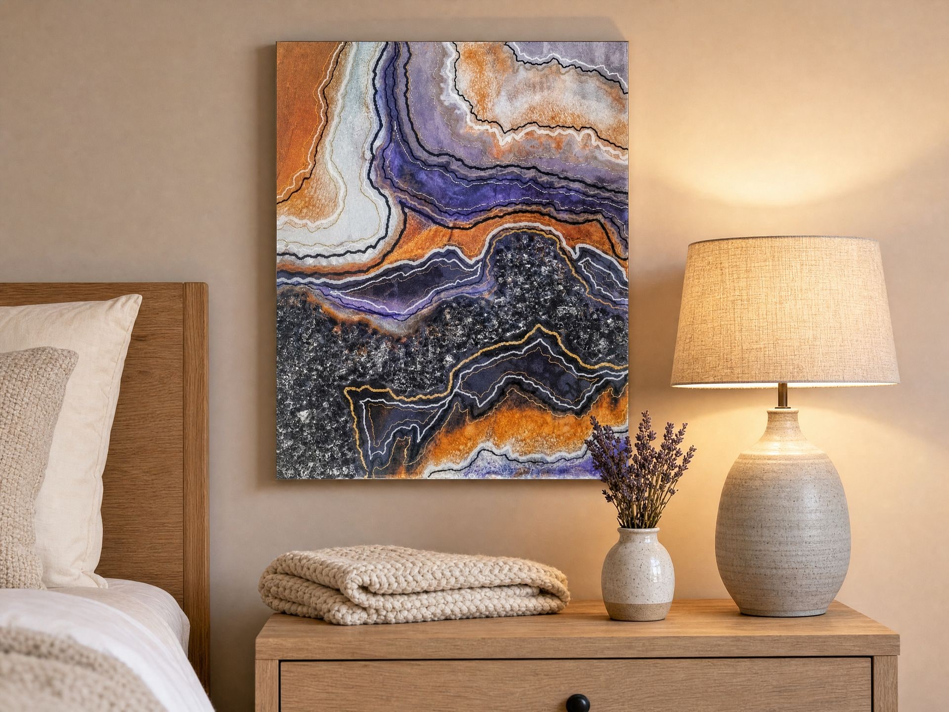 Divine Layers, Purple handmade geode art, view 2
