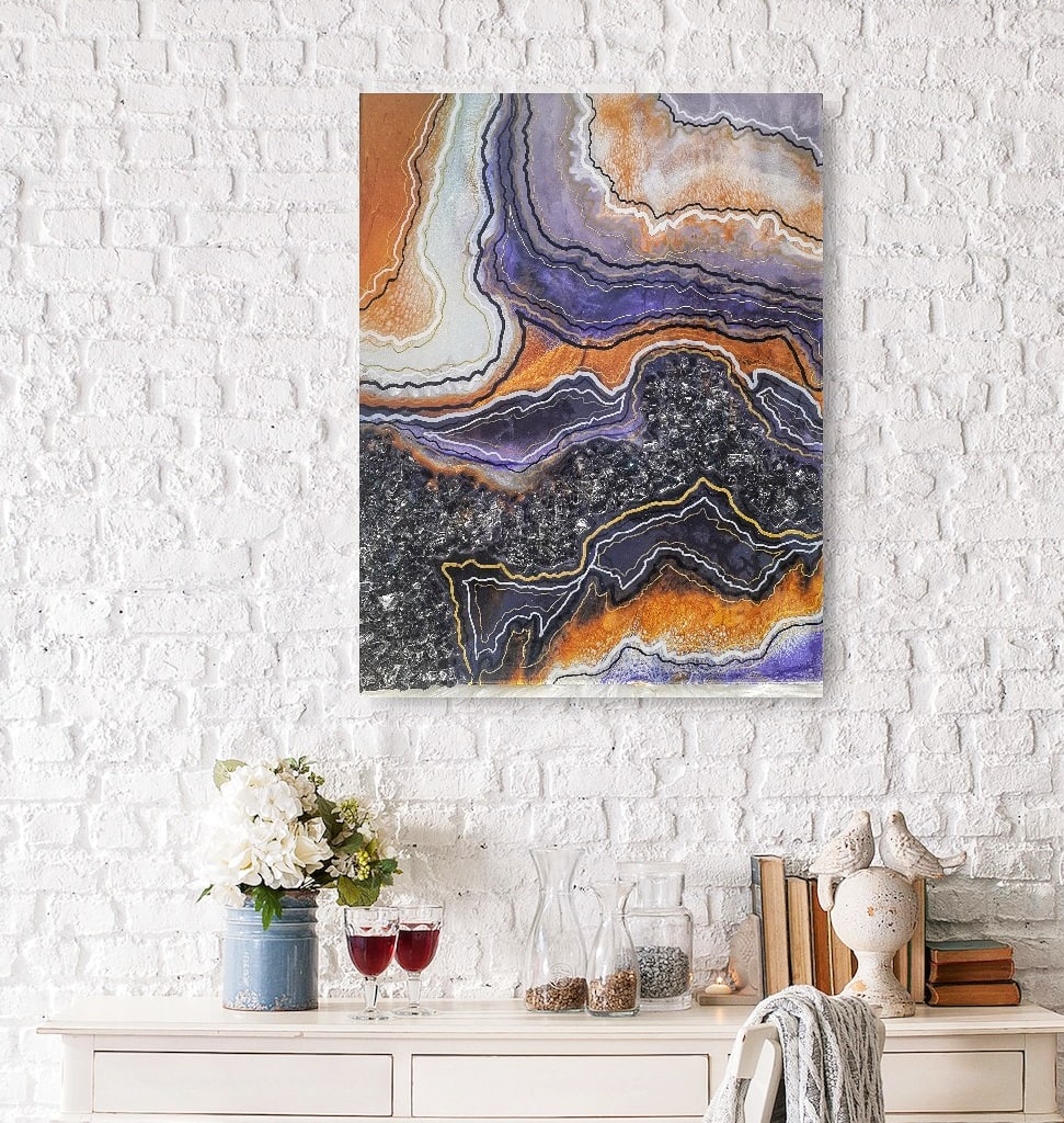 Divine Layers, Purple handmade geode art, view 3