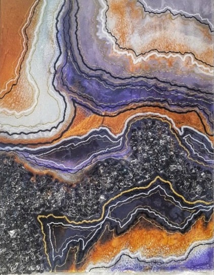 Divine Layers, Purple handmade geode art, view 4