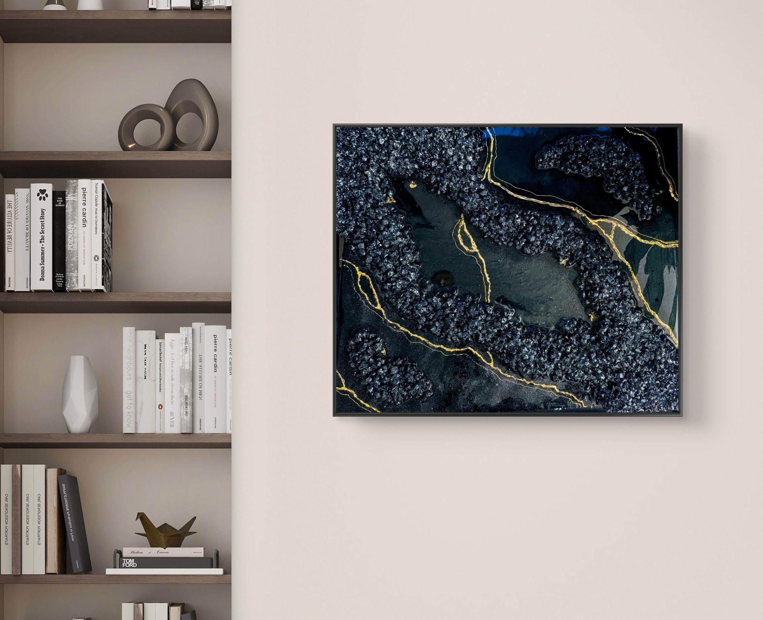 Golden Veins of Hope handmade geode art