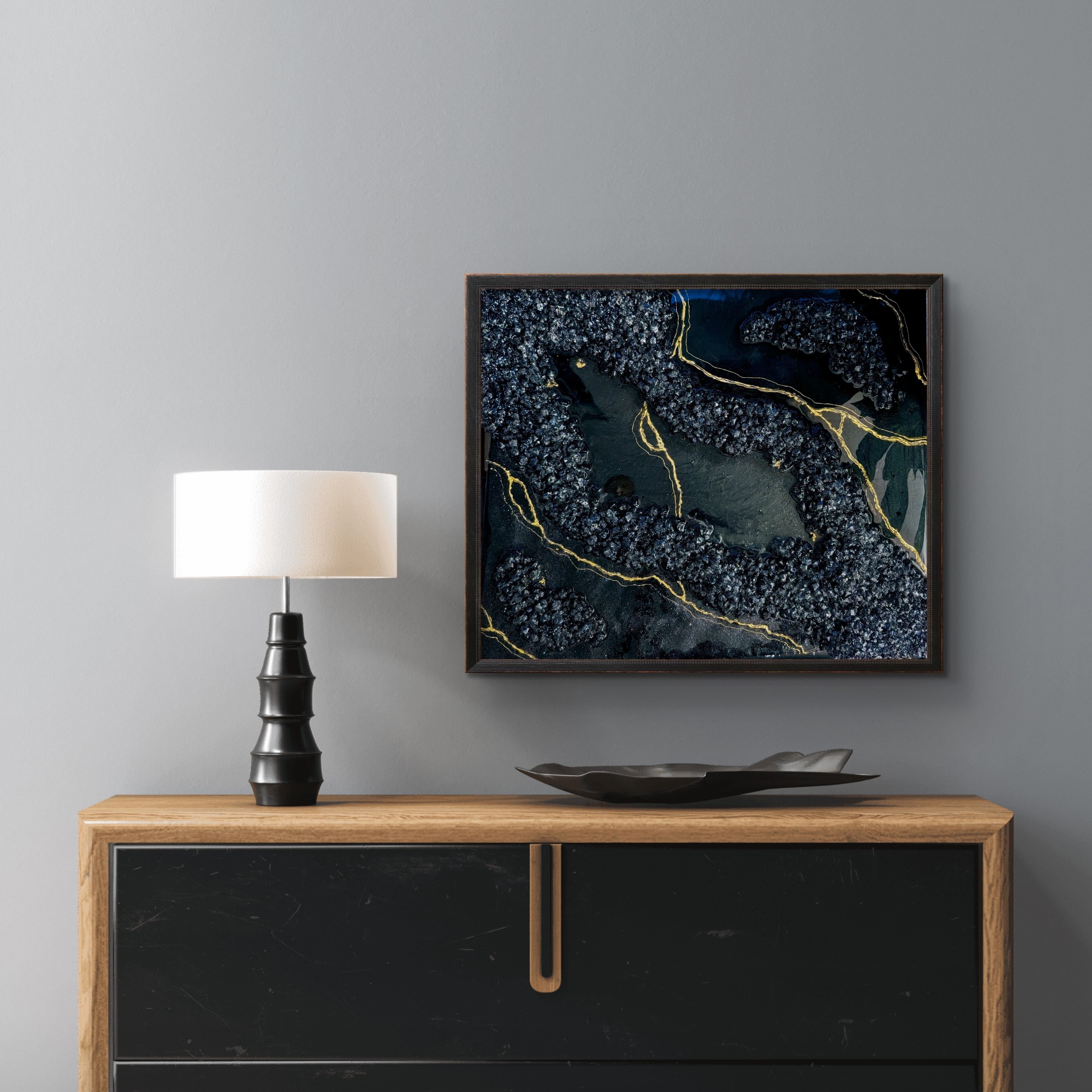 Golden Veins of Hope handmade geode art, view 2