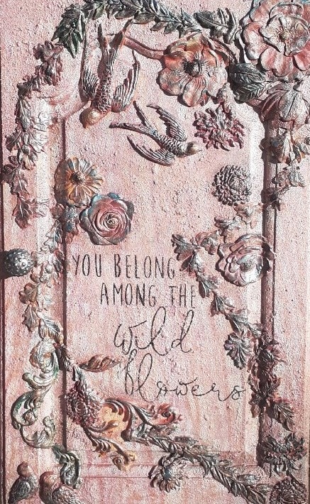 Belong Among Wildflowers original mixed-media artwork, view 3