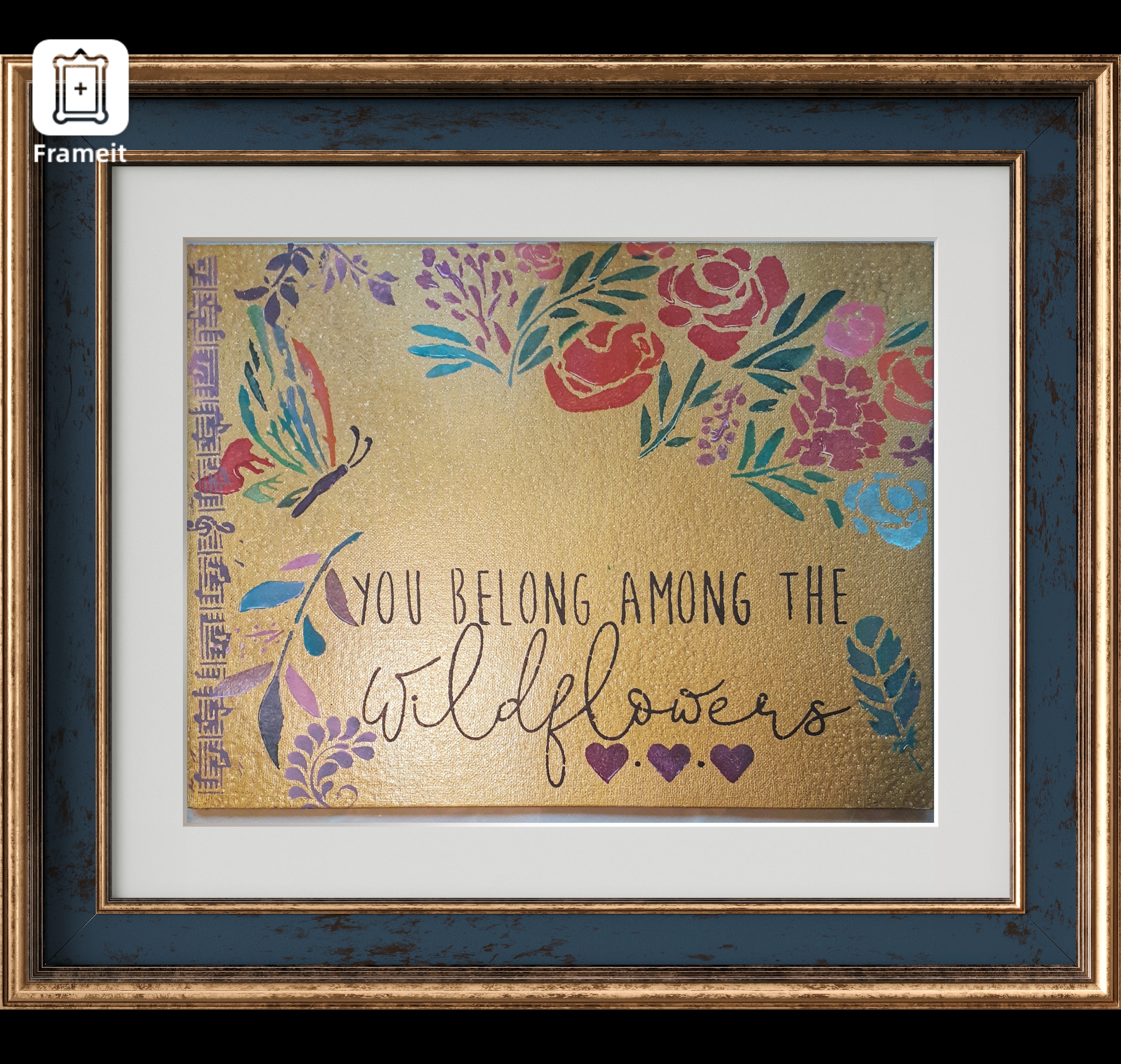 Beloved Among Wildflowers original mixed-media artwork, view 2