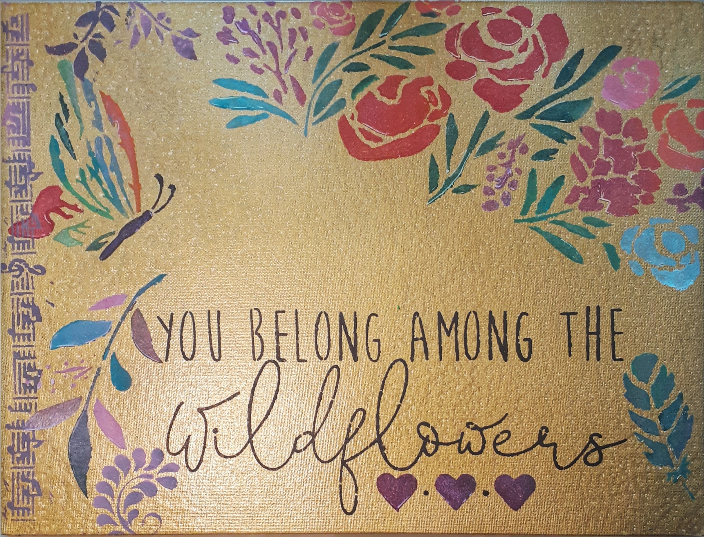 Beloved Among Wildflowers original mixed-media artwork, view 4