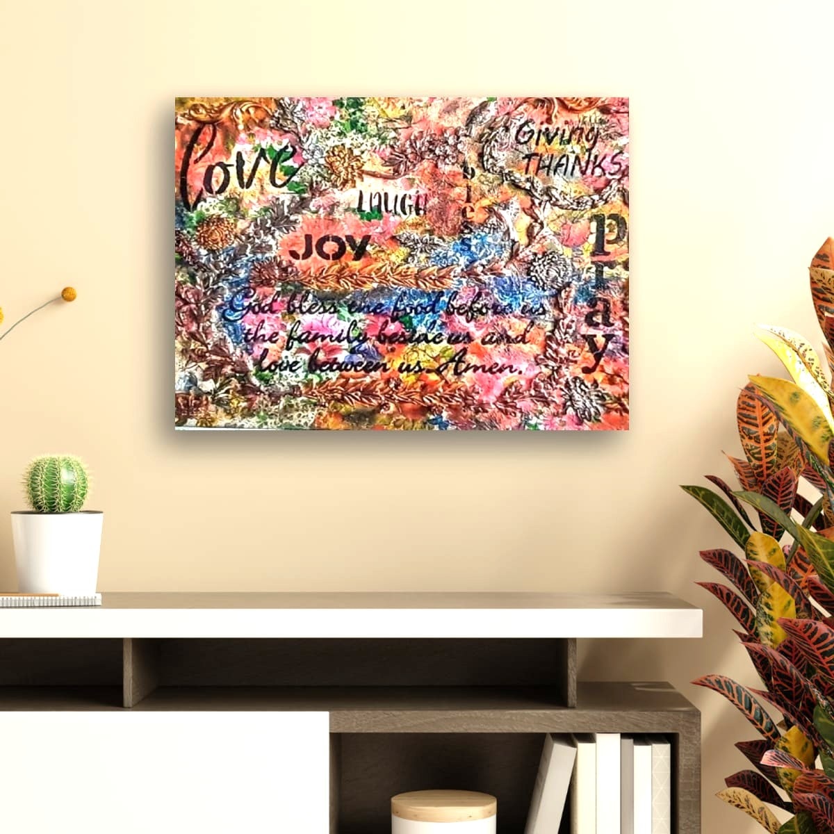Bless This Family Gathered in Love original mixed-media artwork