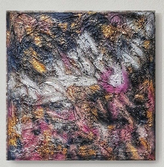 Grace in Chaos original mixed-media artwork, view 4