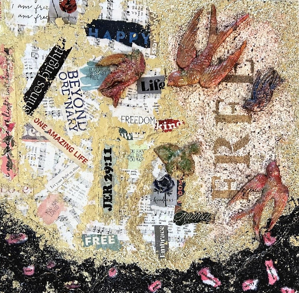 Set Free Flight original mixed-media artwork, view 4