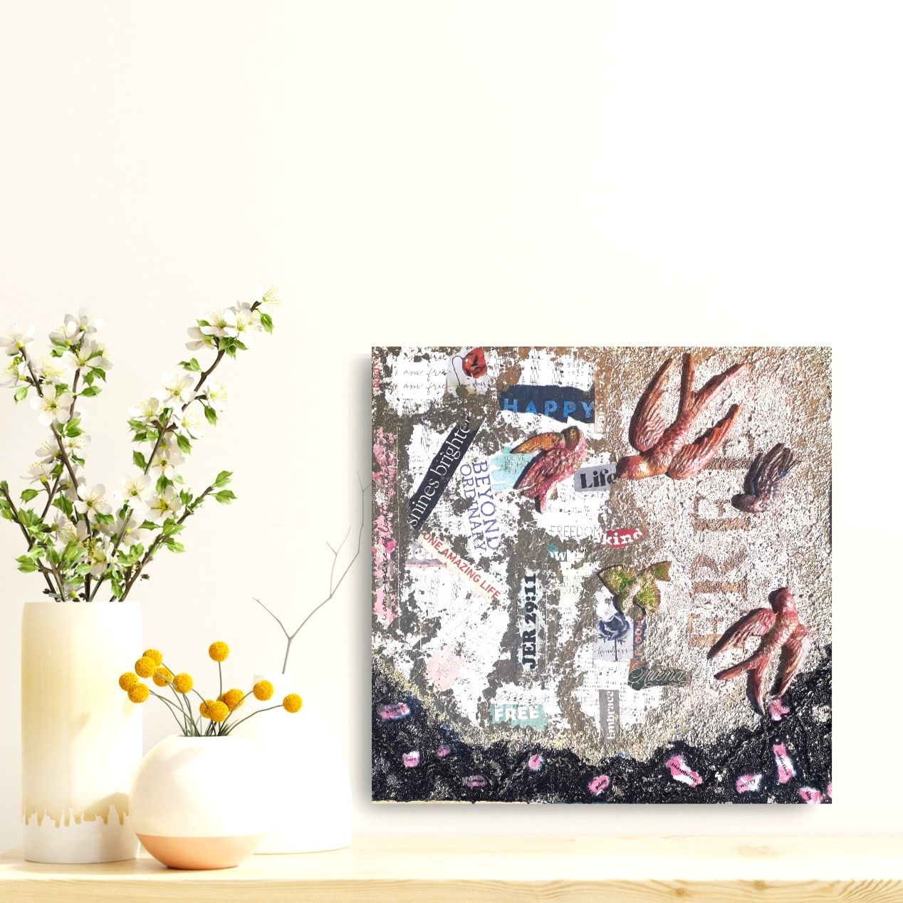 Set Free Flight original mixed-media artwork, view 2
