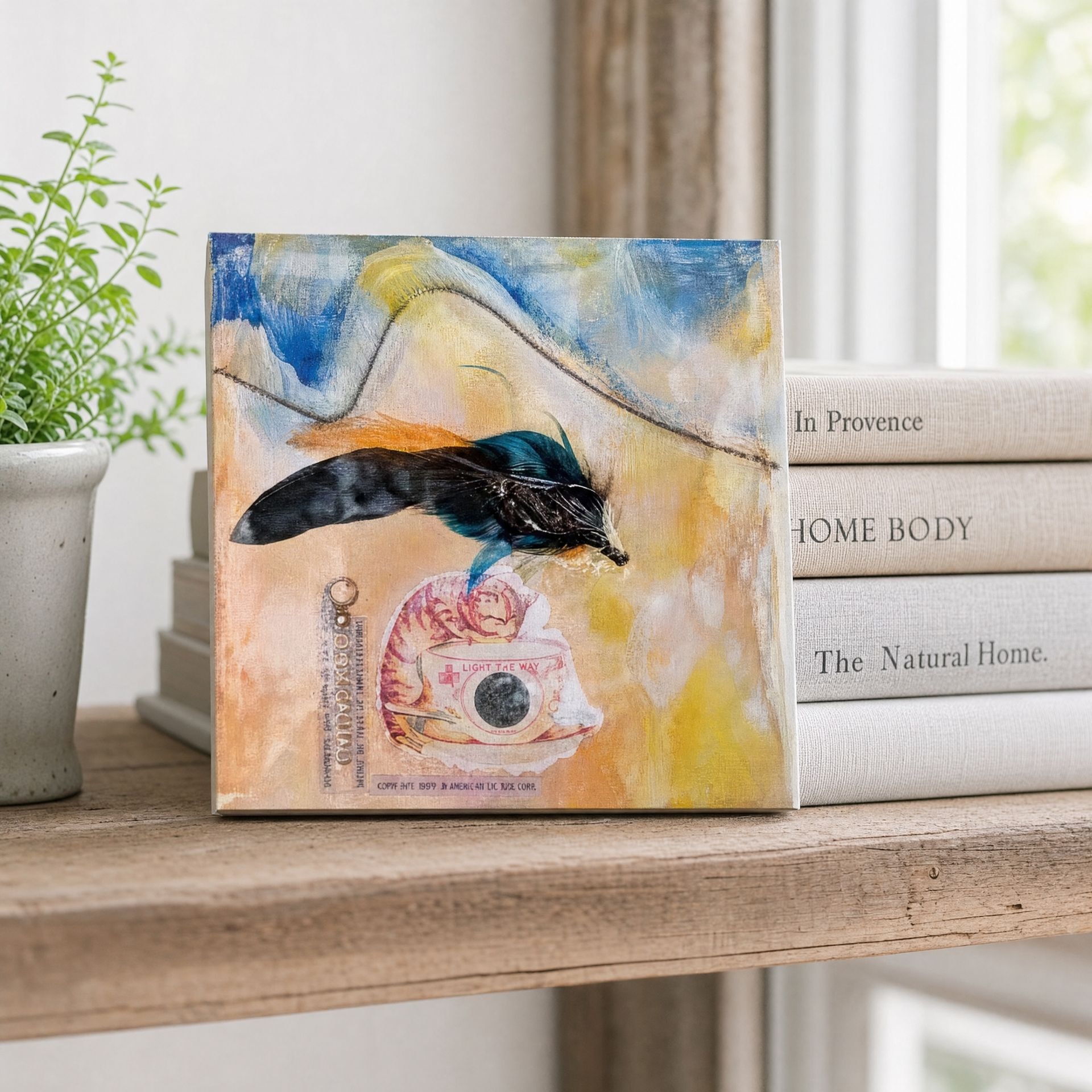 Feathered Light the Way handmade resin artwork