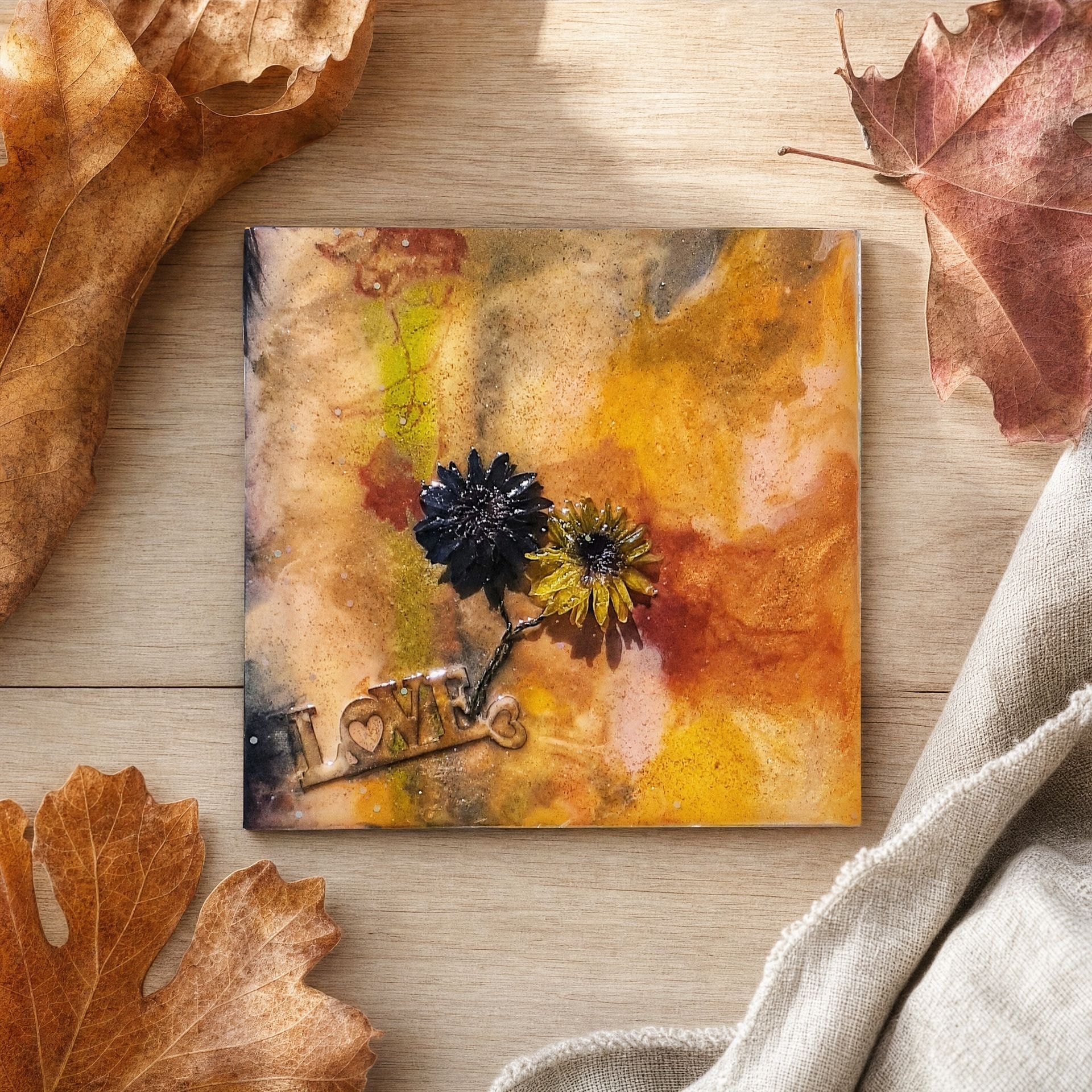 Love in Bloom handmade resin artwork