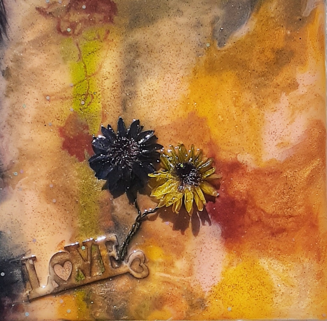 Love in Bloom handmade resin artwork, view 4