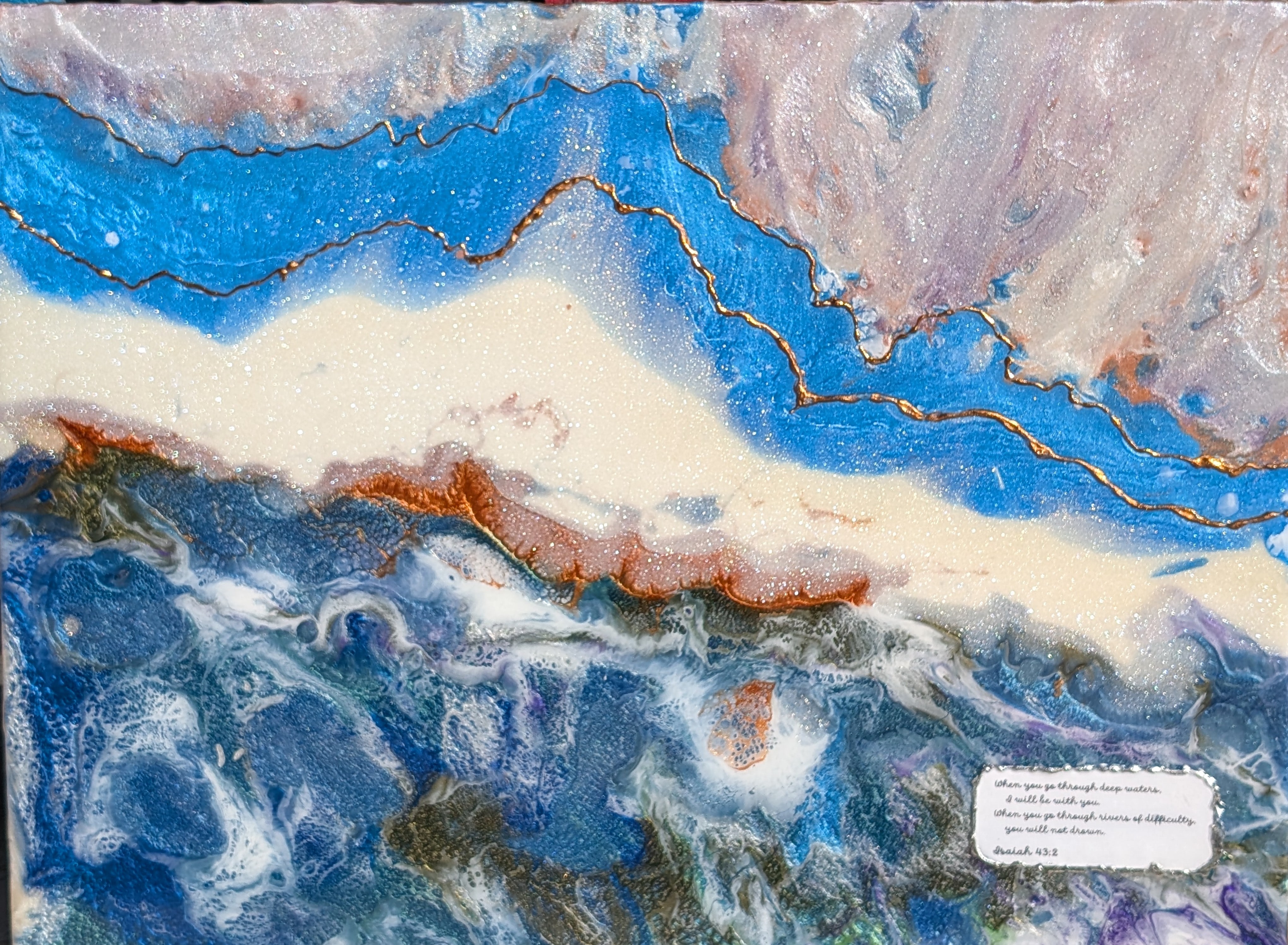 Through Deep Waters handmade resin artwork, view 4