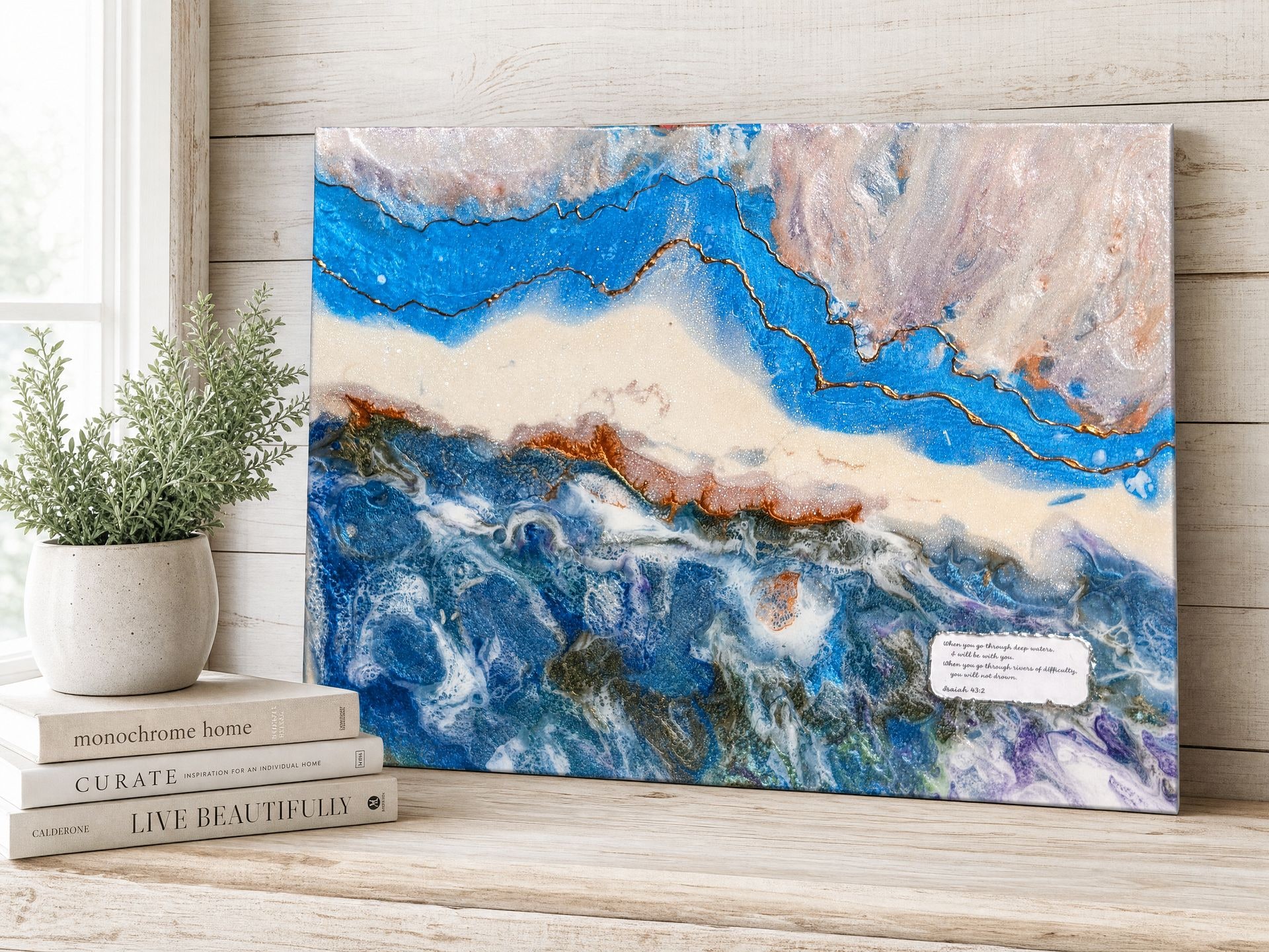 Through Deep Waters handmade resin artwork, view 2