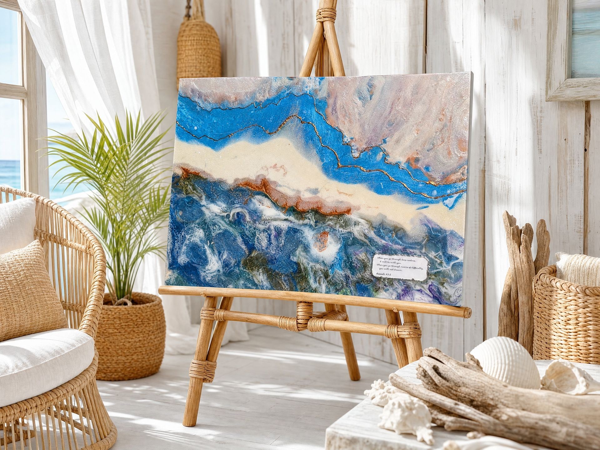 Through Deep Waters handmade resin artwork, view 3