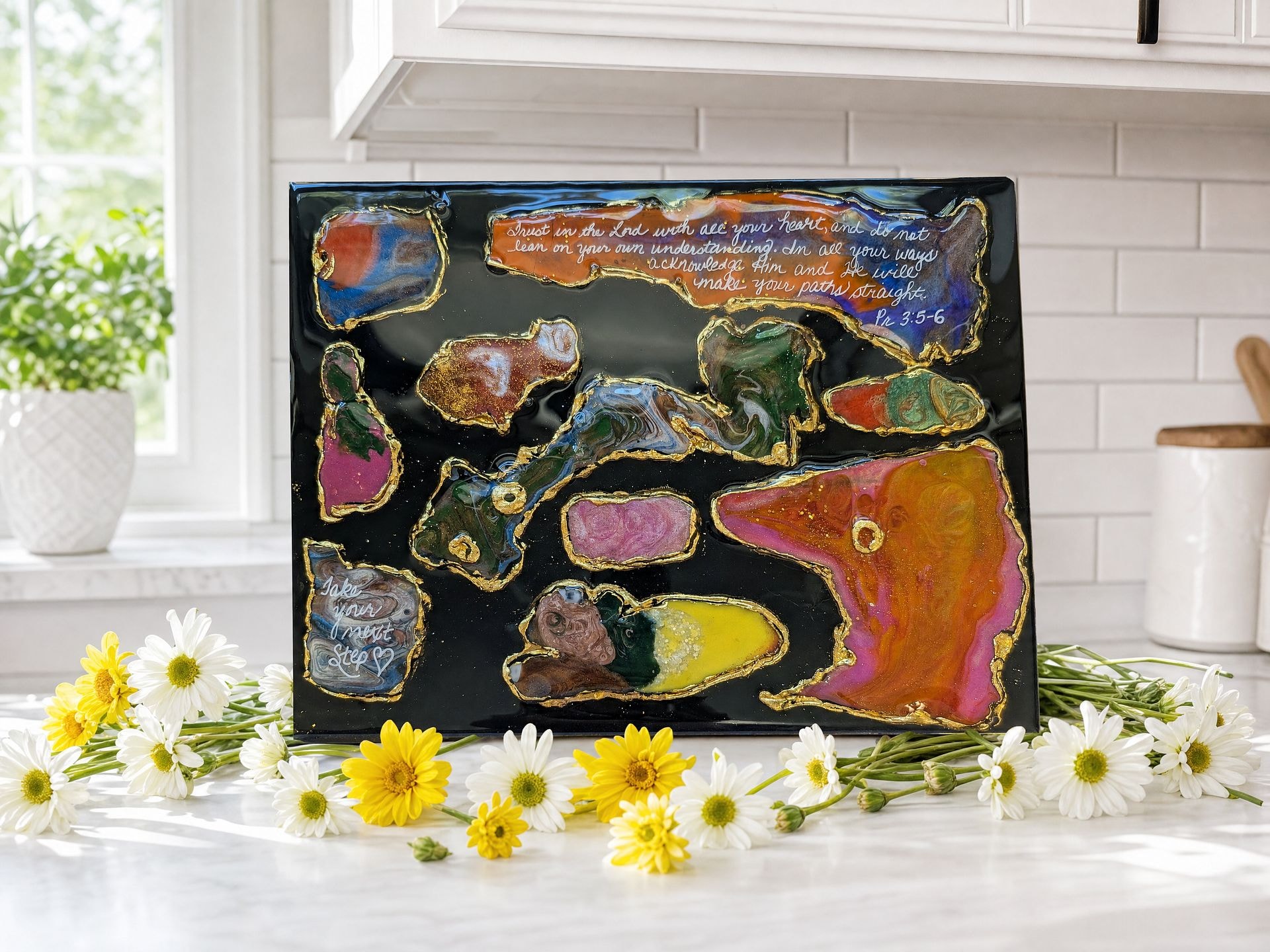 Trust in the Lord handmade resin artwork, view 2