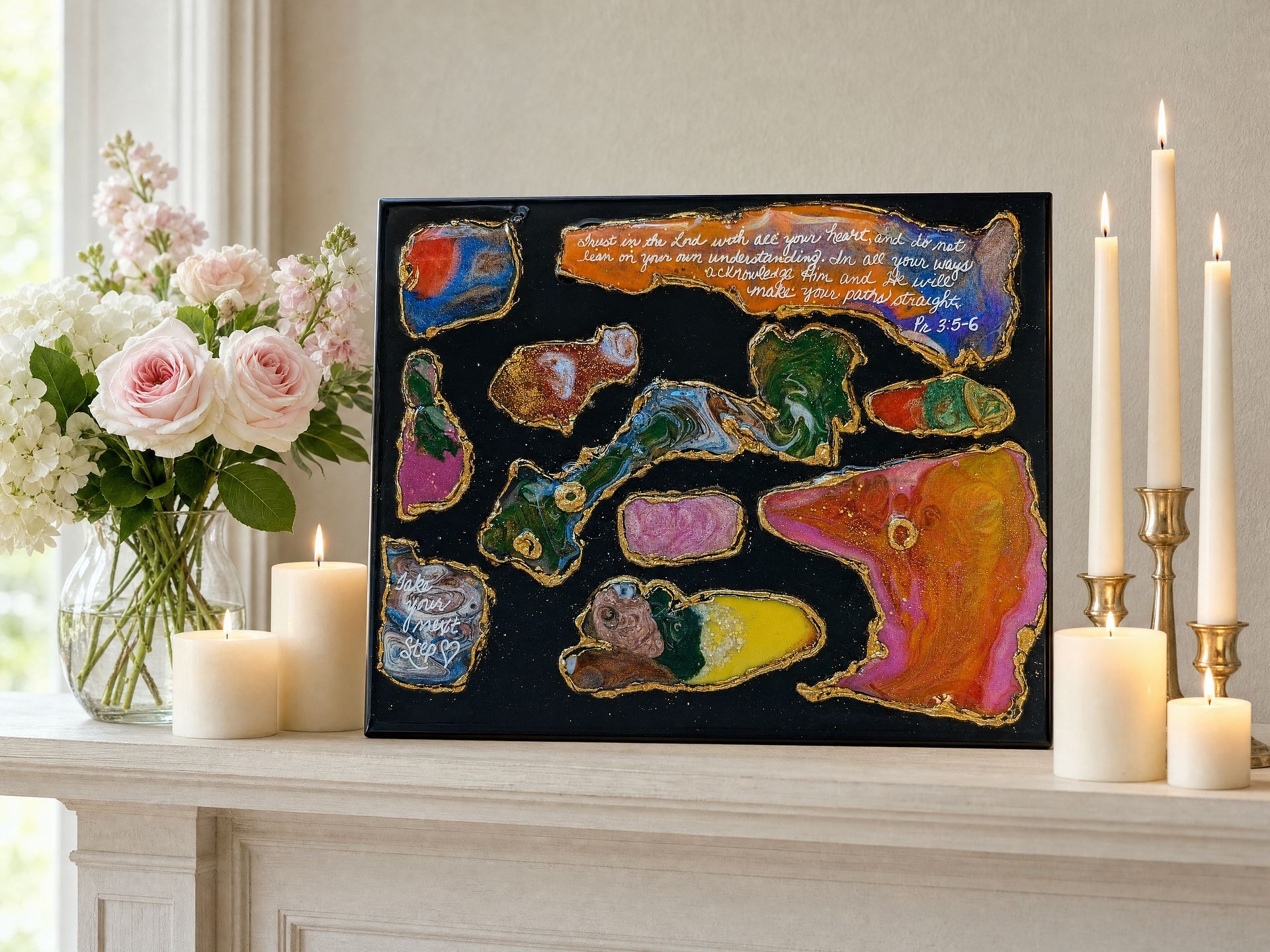 Trust in the Lord handmade resin artwork, view 3