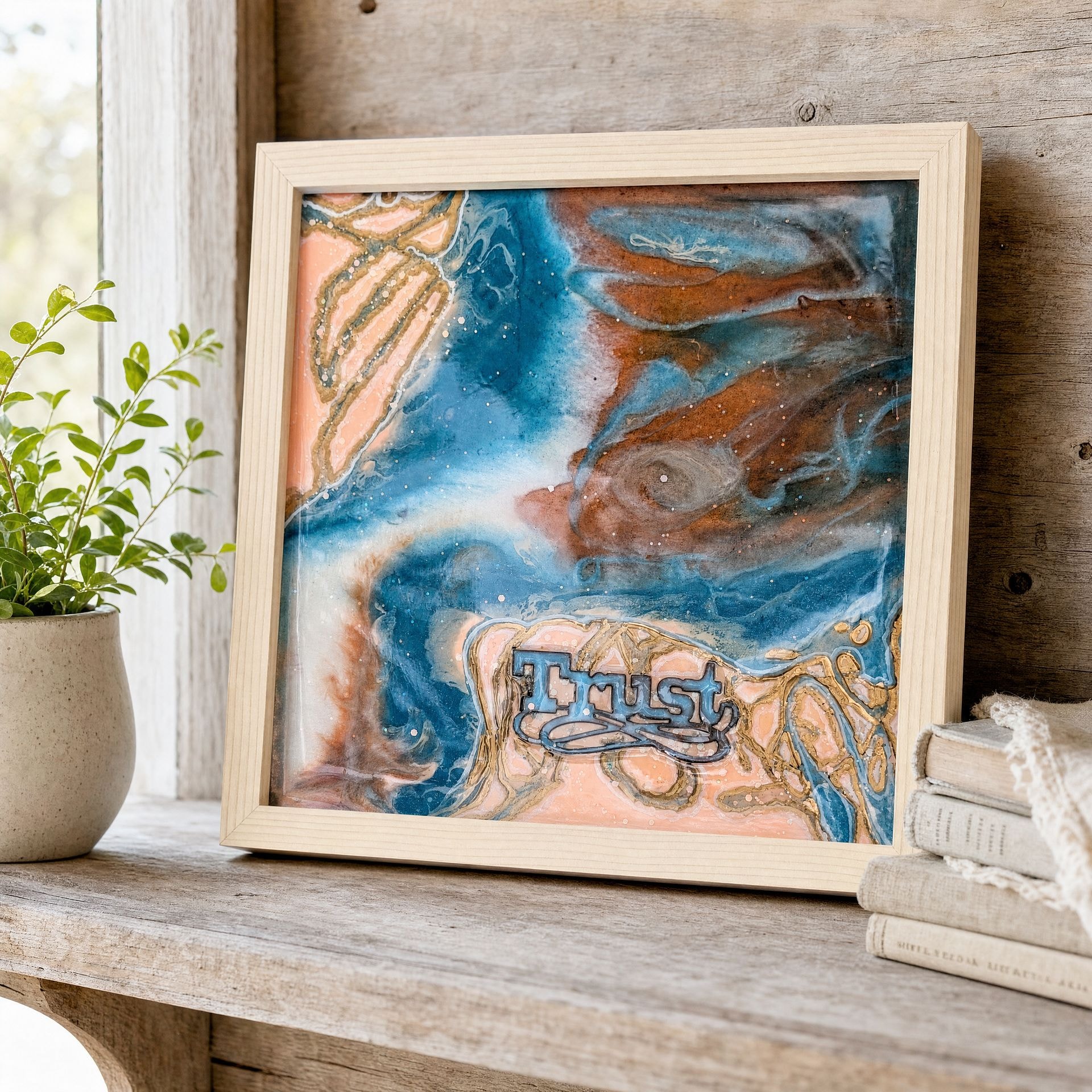 Trust Through Every Season handmade resin artwork