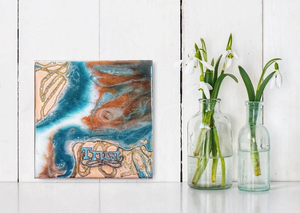 Trust Through Every Season handmade resin artwork, view 3