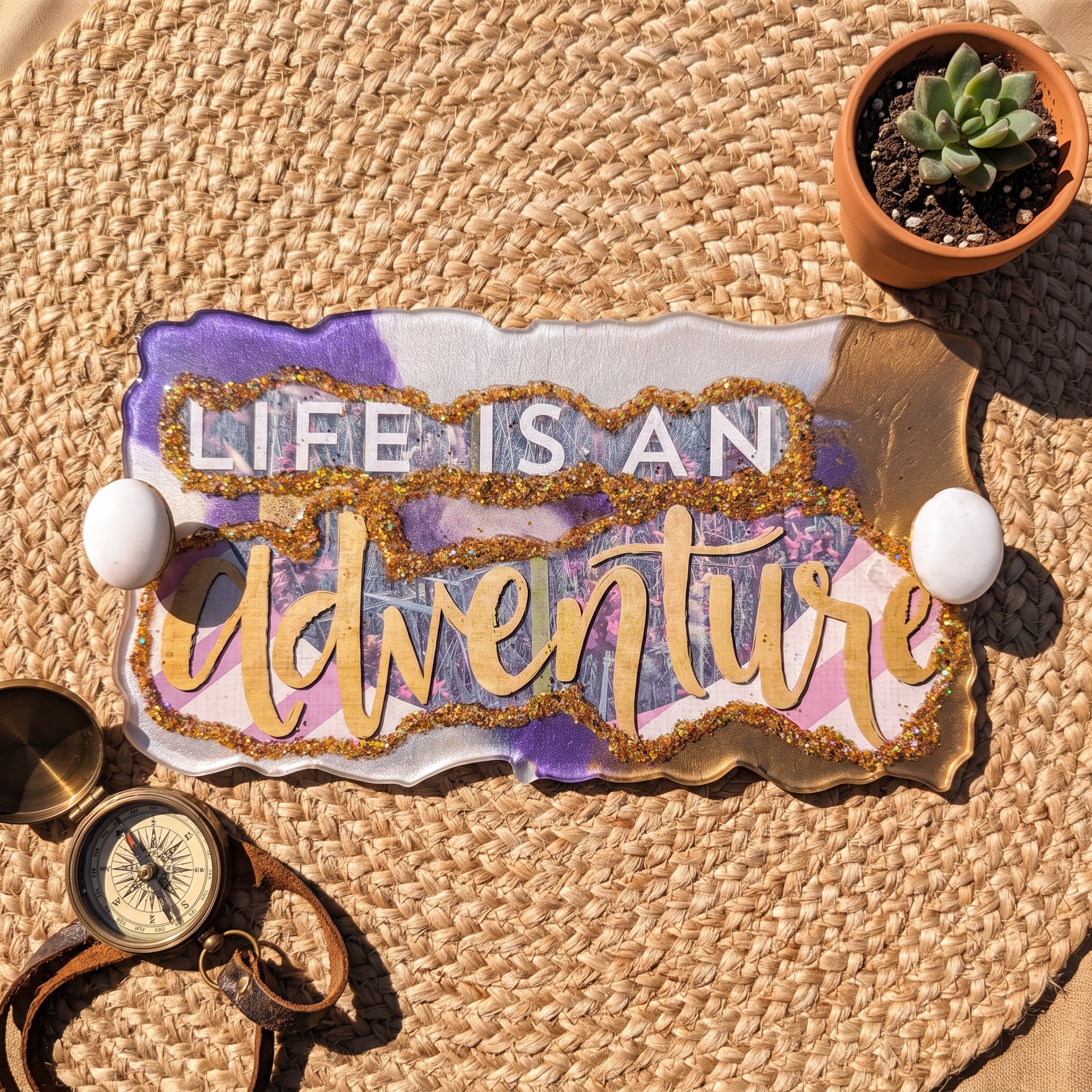Life Is an Adventure handmade resin tray