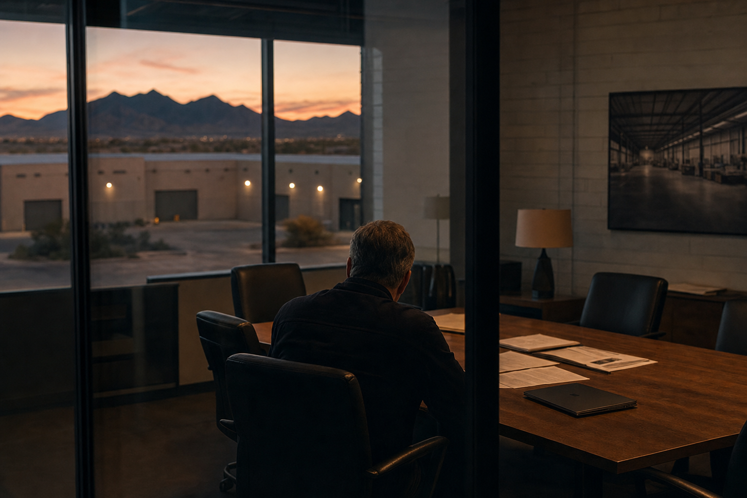 Business owner reviewing confidential planning materials
