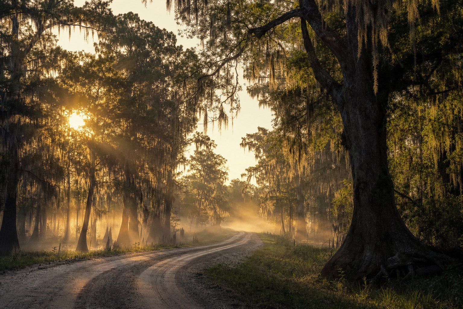 Florida road beneath a wide southern sky