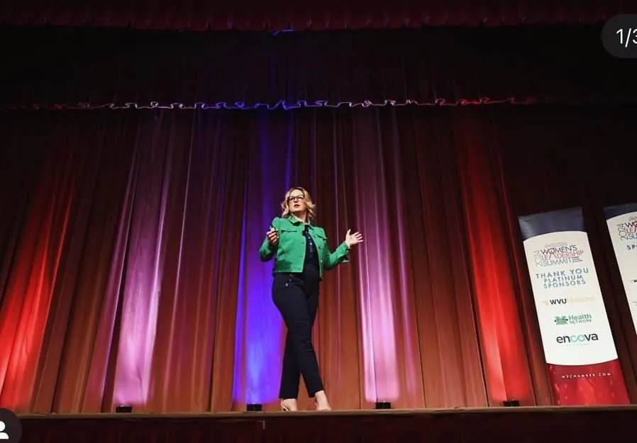 Joelle Moray presenting on a stage