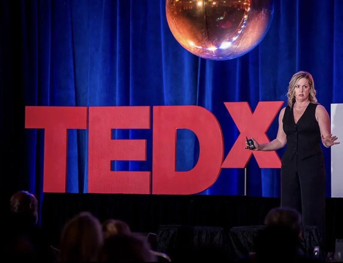 Joelle Moray delivering a TEDx talk