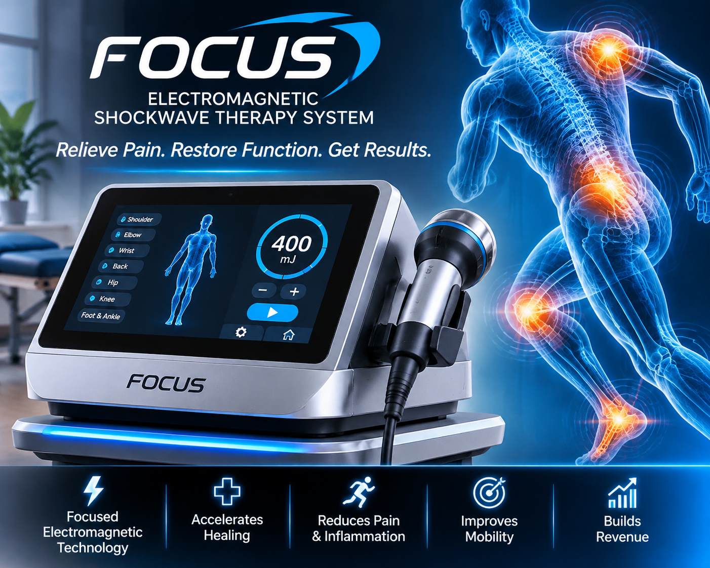 FOCUS Electromagnetic Shockwave Therapy System promotional image