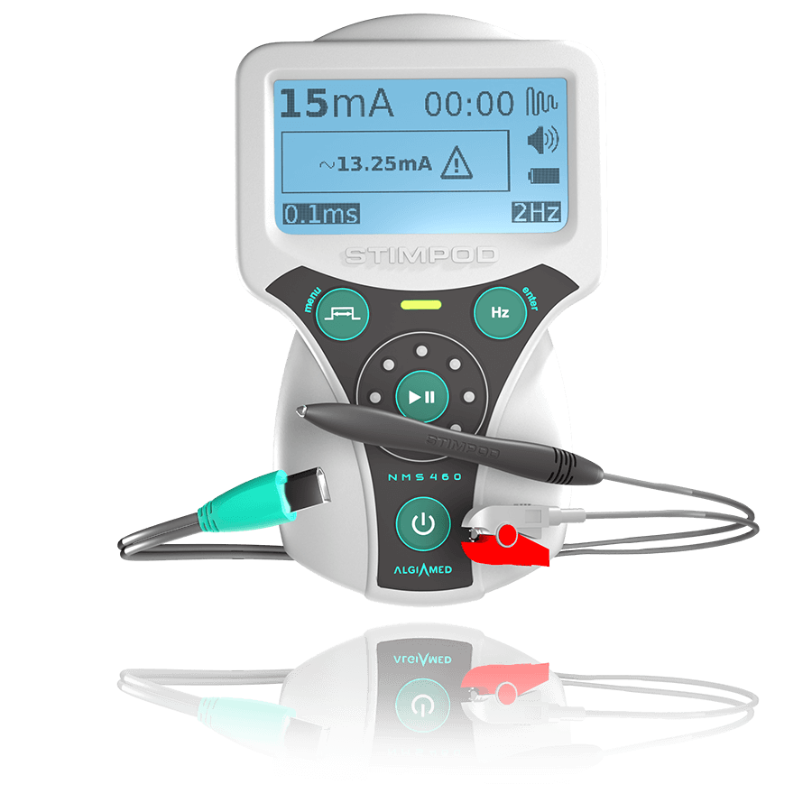 Stimpod NMS460 portable nerve stimulator with handheld treatment probe.