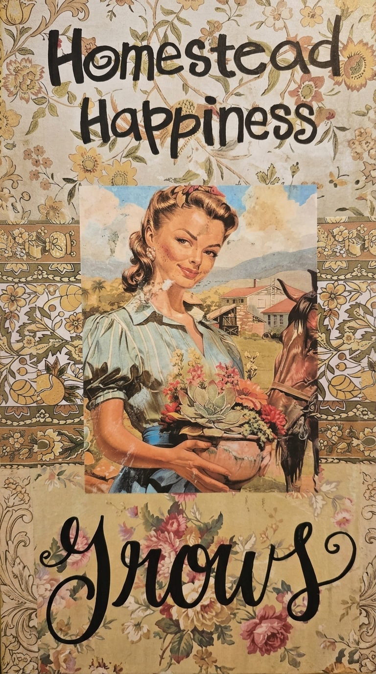 Homestead Happiness vintage collage artwork