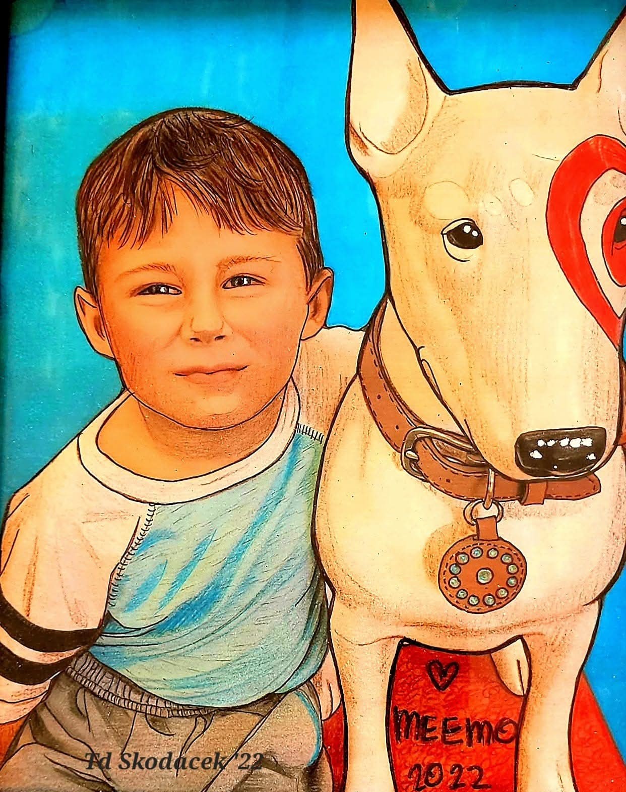 Personalized boy and dog portrait