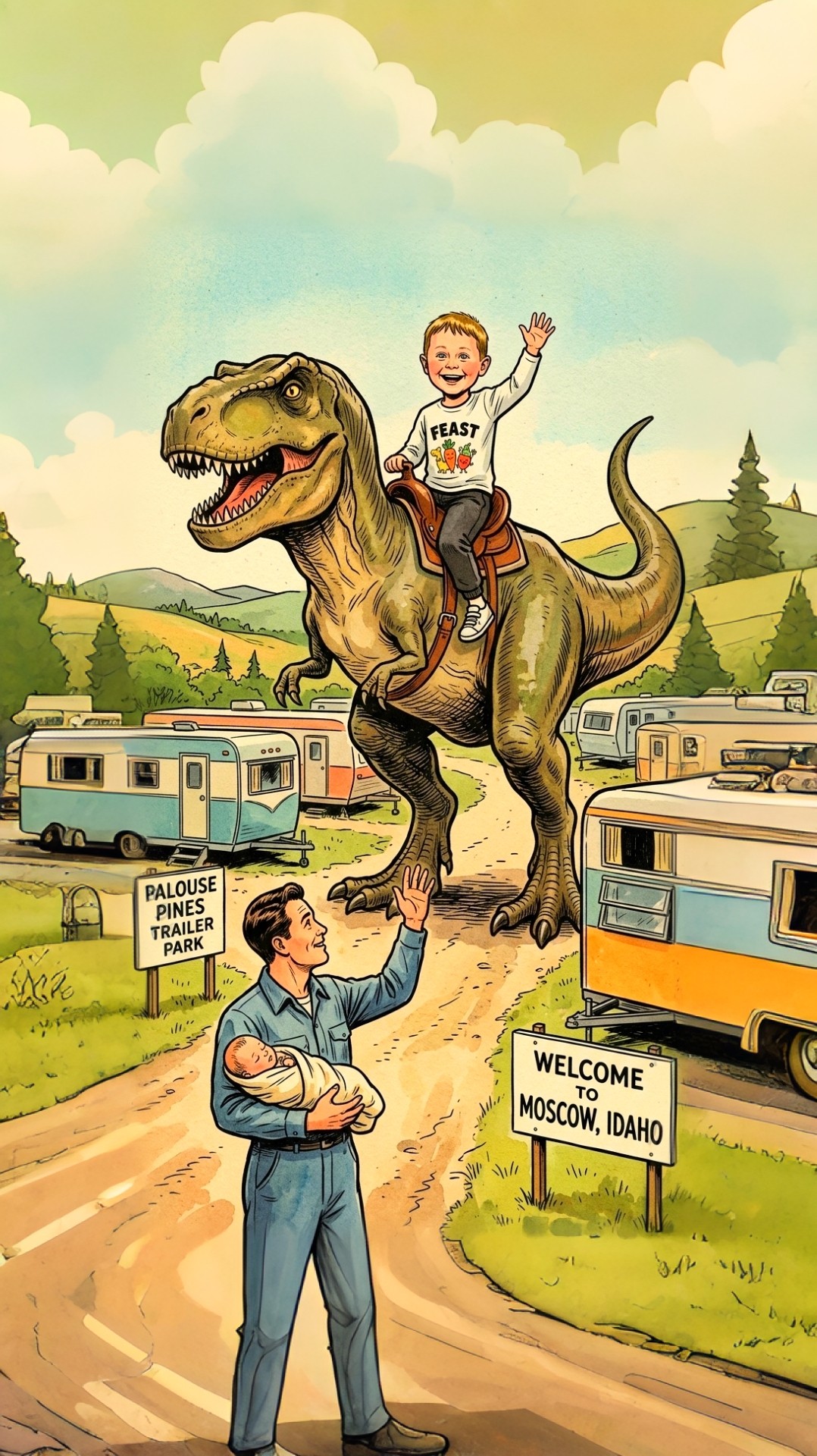 Custom dinosaur birthday illustration