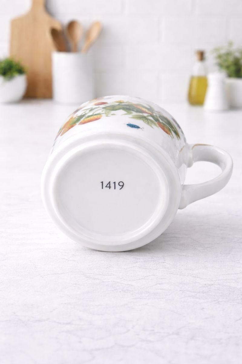 Vintage Linwile Ardalt 6171 Mug with Strawberries, Butterflies & Garden Florals, Porcelain Coffee Cup,, view 6