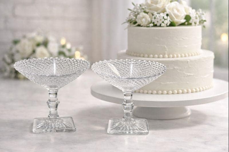 Diamond Point Dessert Compotes with Square Base — Set of 2, view 1
