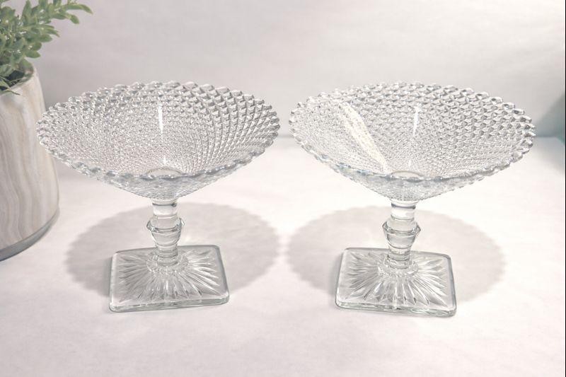 Diamond Point Dessert Compotes with Square Base — Set of 2, view 4
