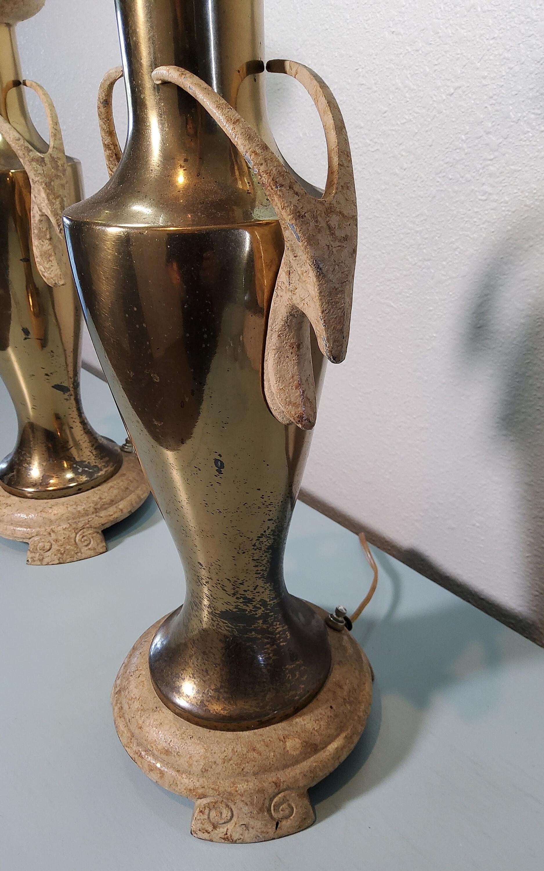 Figural Table Lamp Pair, Vintage Brass Rembrandt Design, 23-Inch Height, view 2