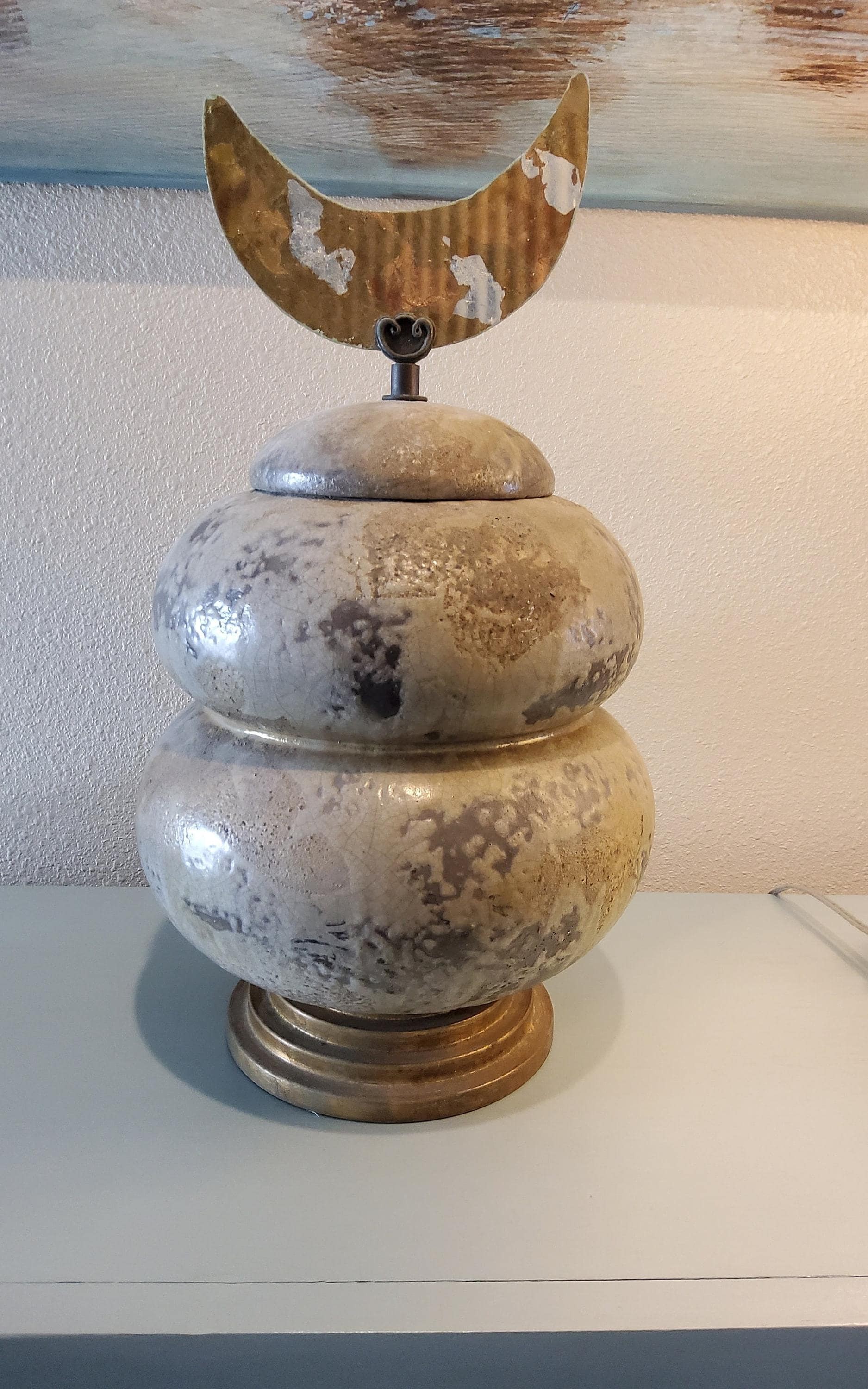Tony Evans Raku Pottery Vase, Vintage Studio Art Ceramic with Glaze, view 1