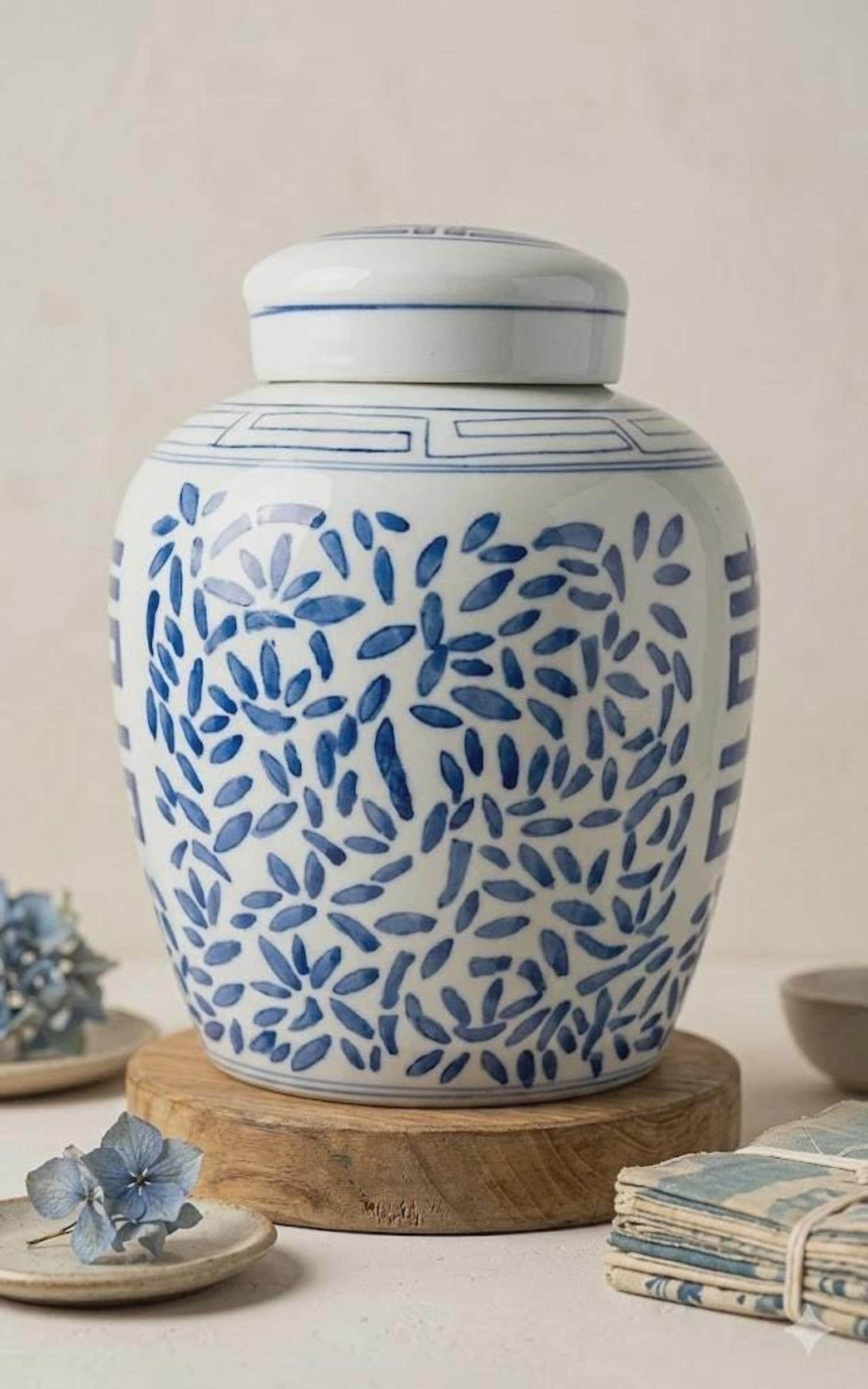 Ginger Jar with Double Happiness Motif, Vintage Blue and White Porcelain, view 1