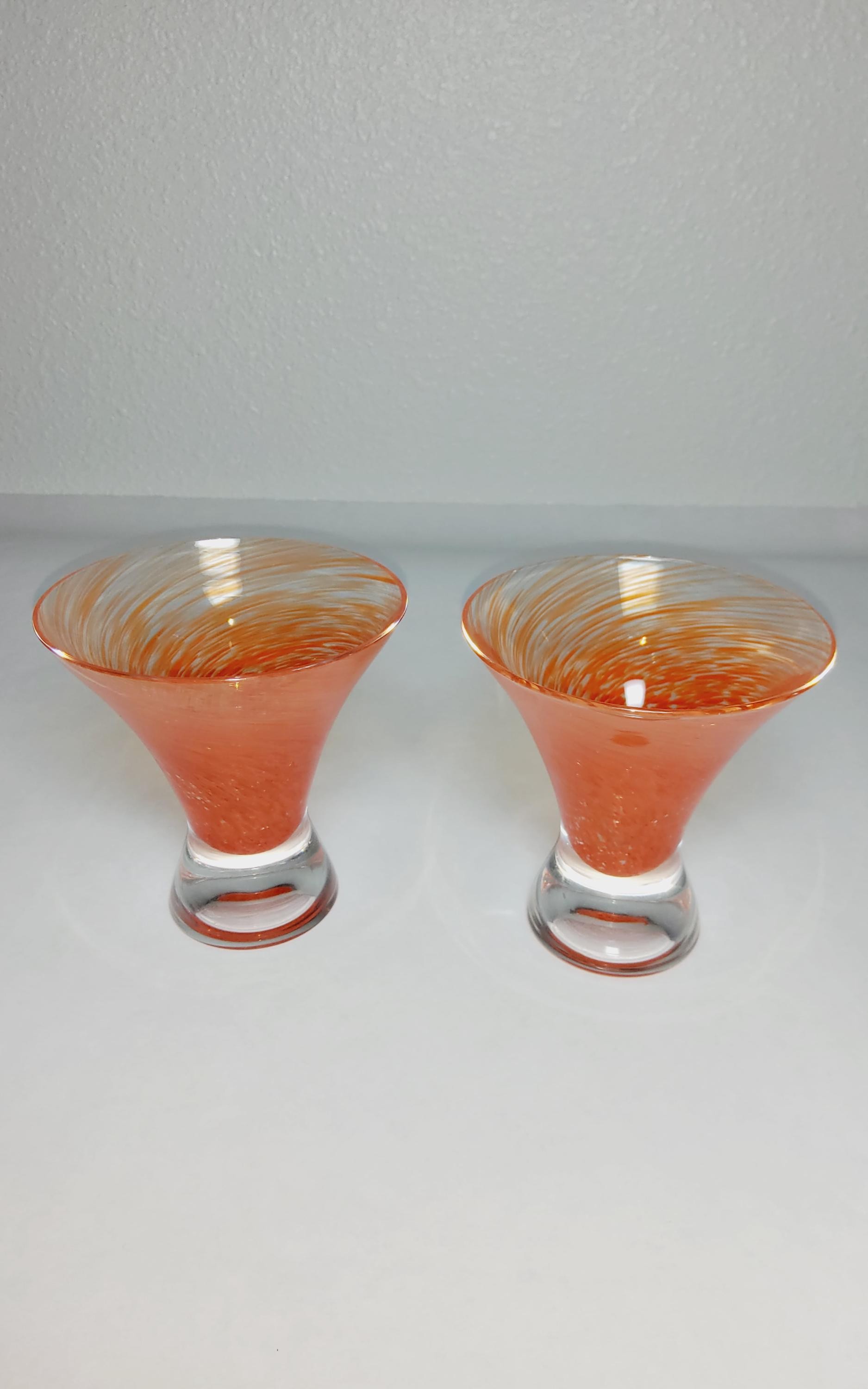 Vintage Dansk Spectra Martini Set | Art Deco Orange Glass Barware, view 3