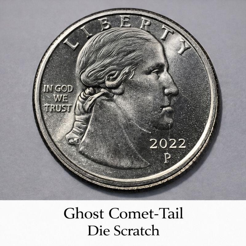 2022-P Sally Ride Quarter: "Drooling George" Error & Ghost Comet Tail, view 2