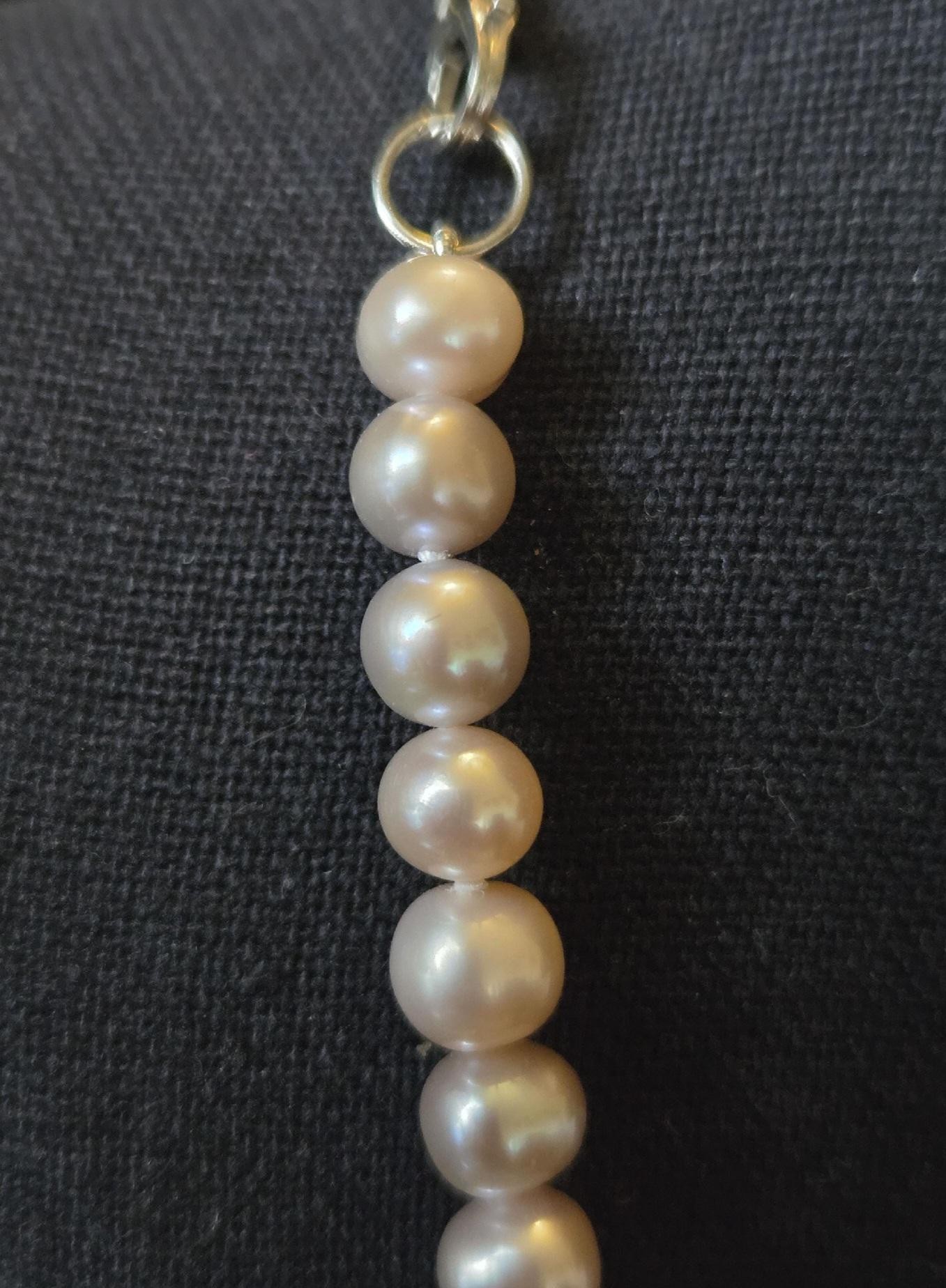 Classic Cultured Freshwater Pearl Necklace – Soft Pink Round Pearls, Knotted 18" Strand, view 5