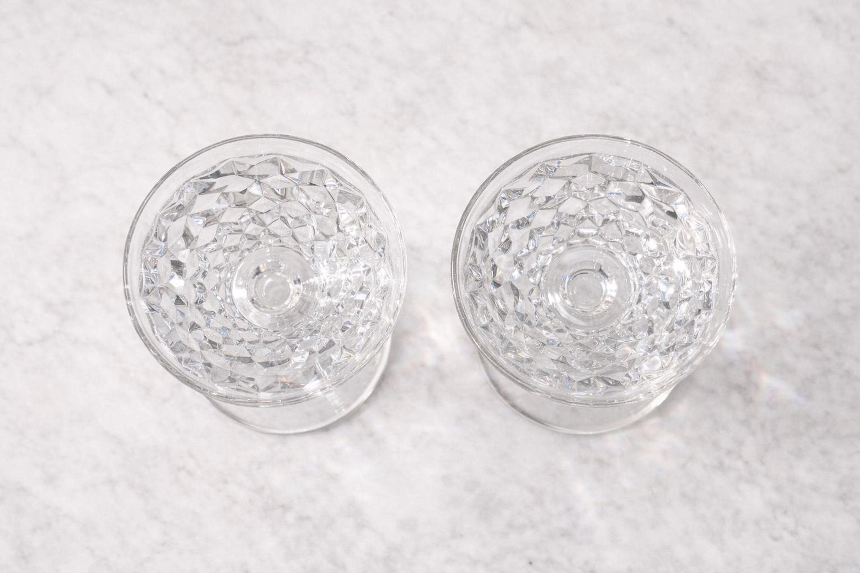 Vintage Coupe Glass Set Of 2, Pressed Diamond Pattern, view 2
