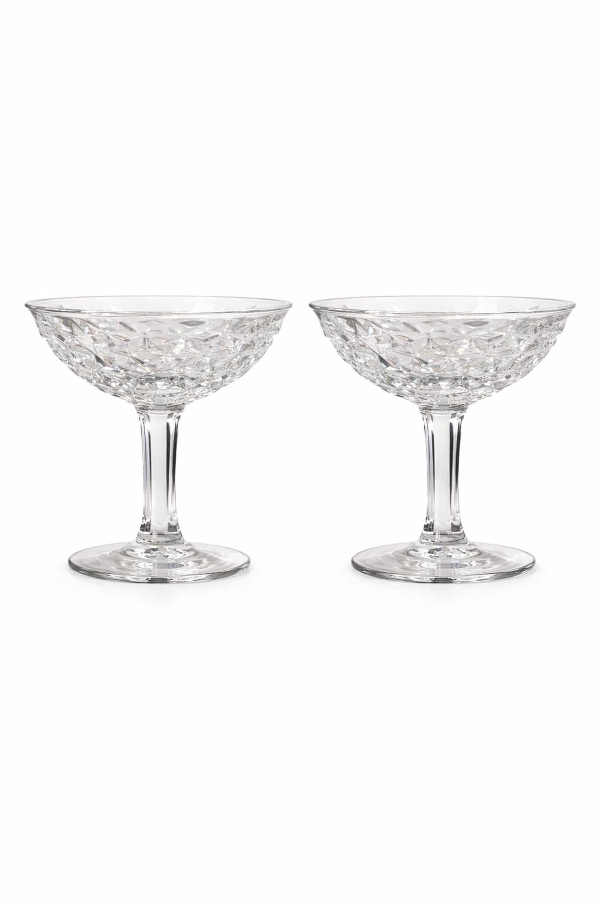 Vintage Coupe Glass Set Of 2, Pressed Diamond Pattern, view 3