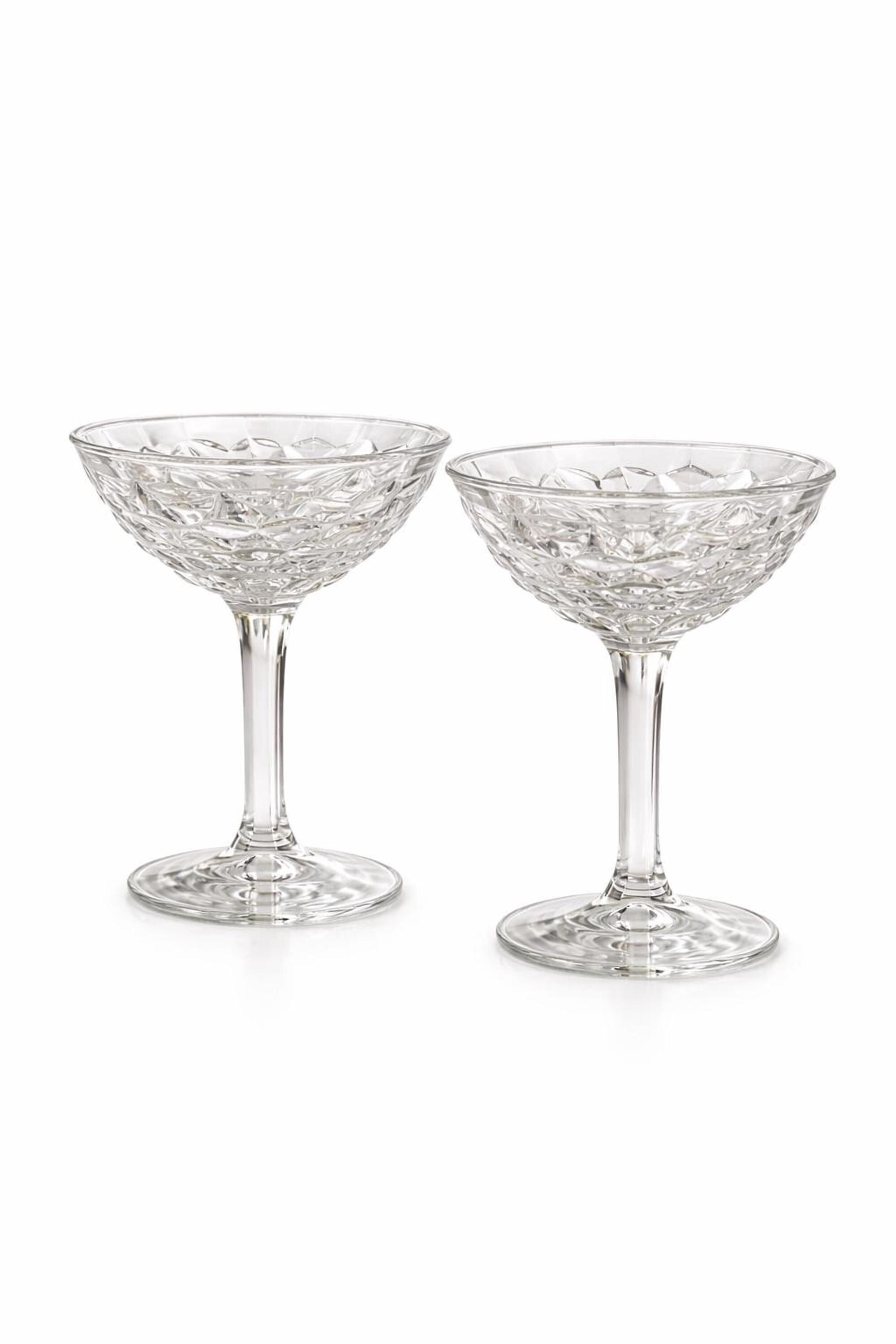 Vintage Coupe Glass Set Of 2, Pressed Diamond Pattern, view 4