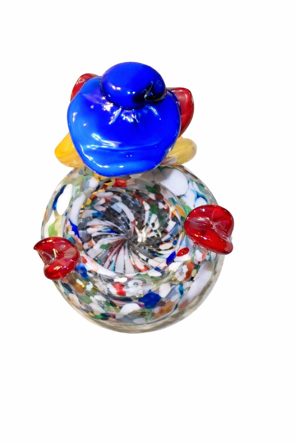Authentic Murano Clown Art Glass Dish β Made in Italy β Handblown Vintage Multicolor Catchall, view 2