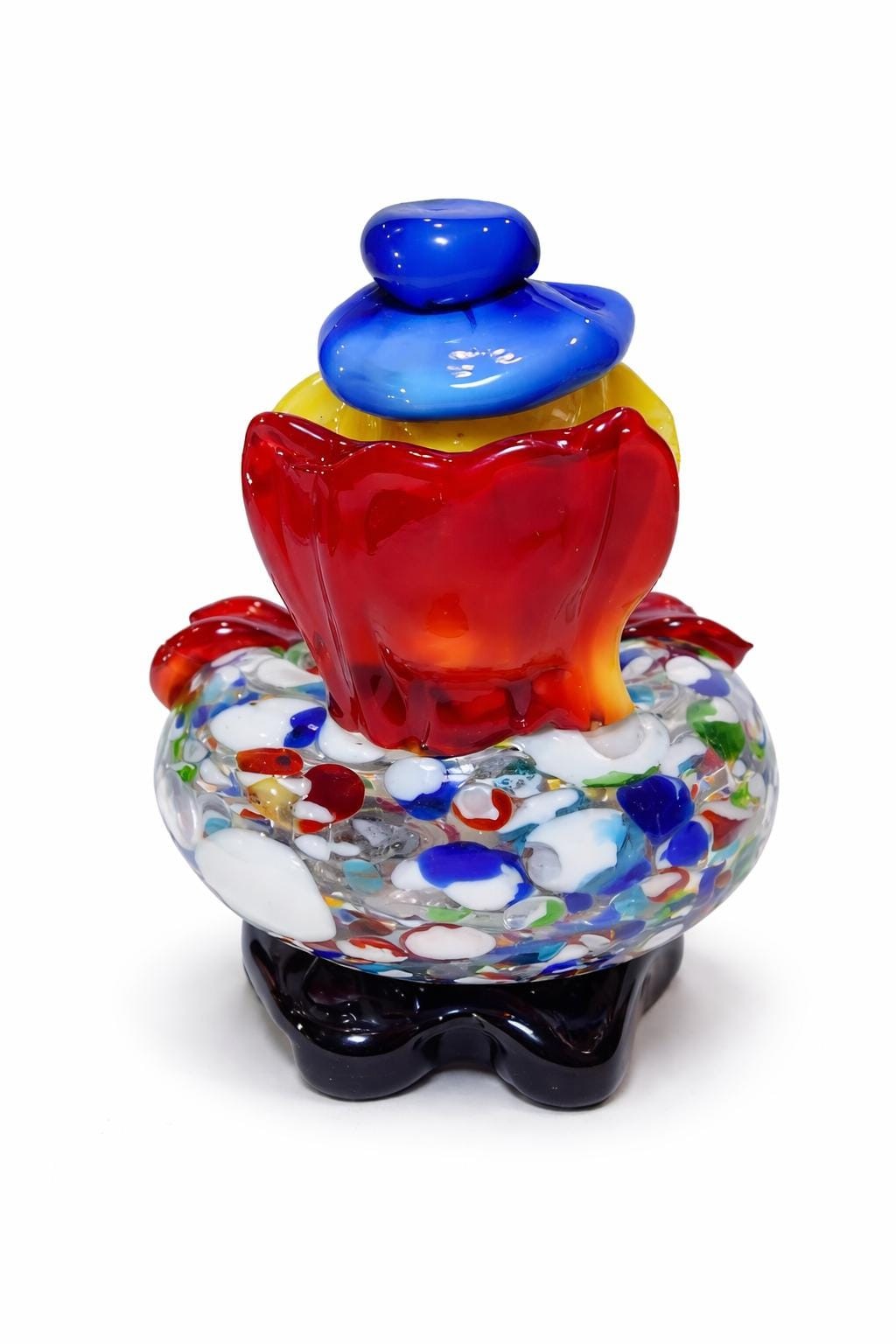 Authentic Murano Clown Art Glass Dish β Made in Italy β Handblown Vintage Multicolor Catchall, view 3