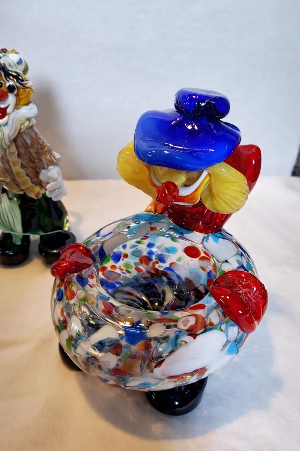 Authentic Murano Clown Art Glass Dish β Made in Italy β Handblown Vintage Multicolor Catchall, view 5