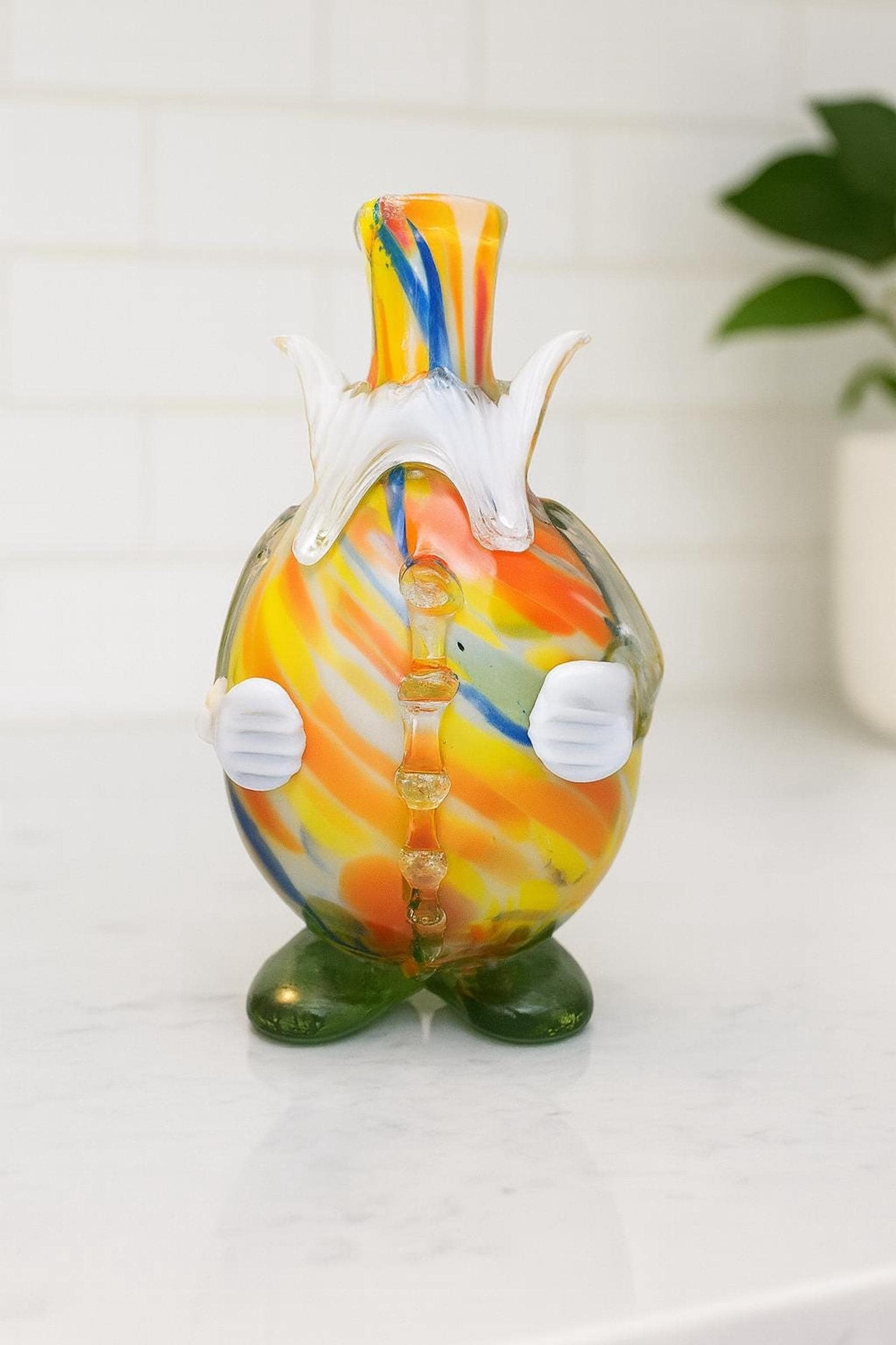 Clown Figurine, Vintage Murano Handblown Glass with Tall Hat and Round Body