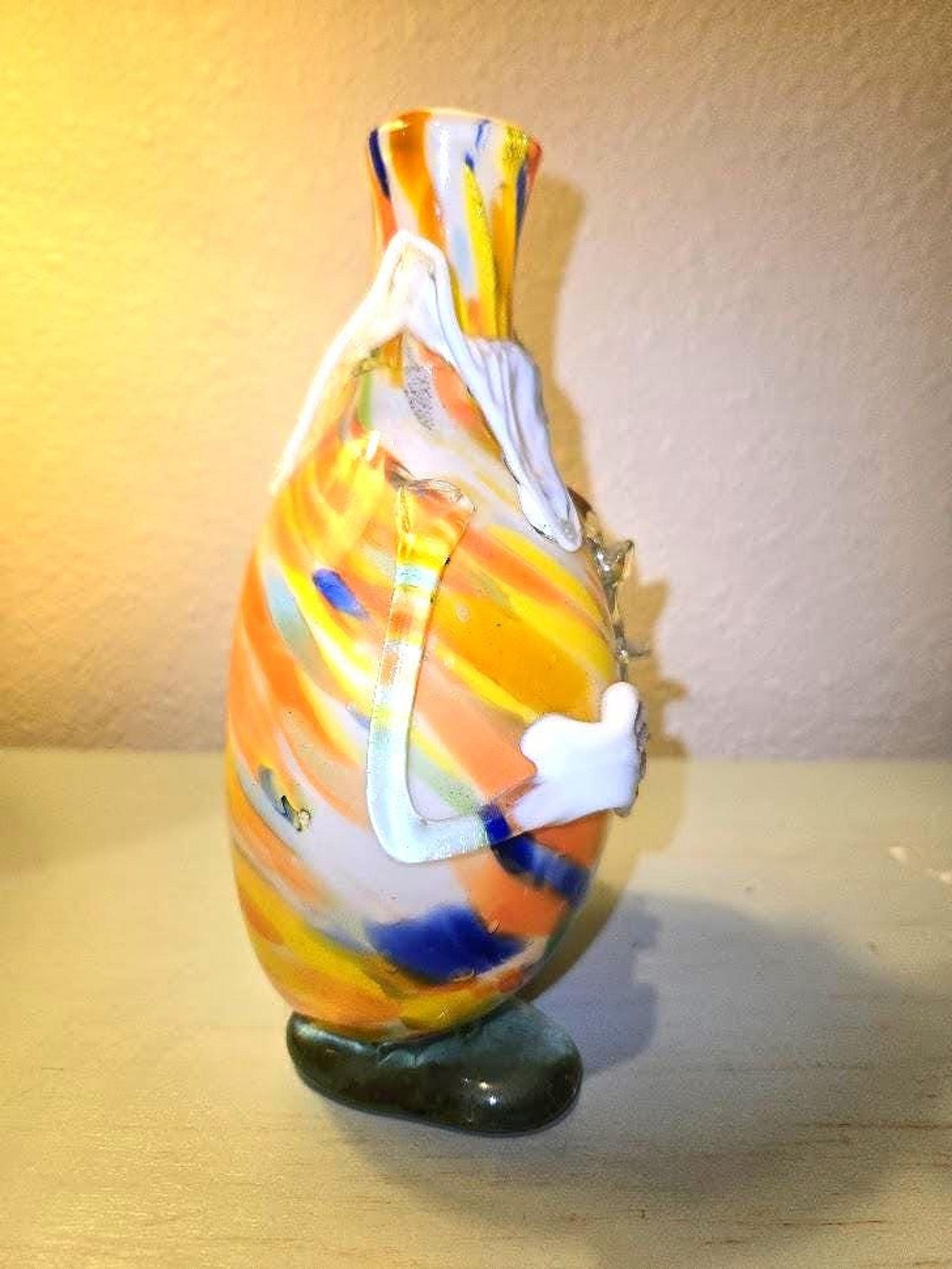Clown Figurine, Vintage Murano Handblown Glass with Tall Hat and Round Body, view 5